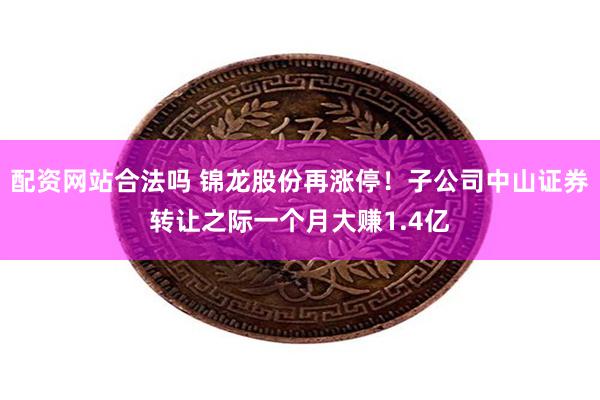 配资网站合法吗 锦龙股份再涨停！子公司中山证券转让之际一个月大赚1.4亿