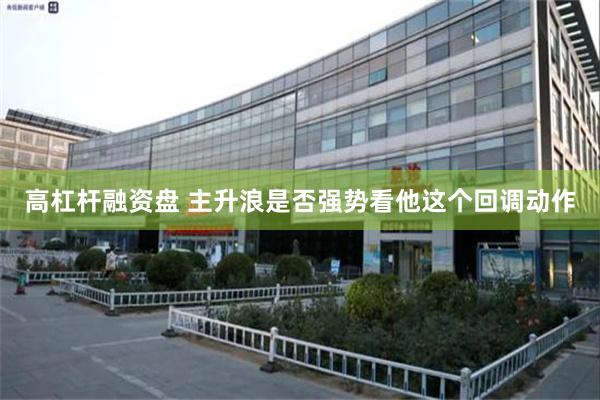 高杠杆融资盘 主升浪是否强势看他这个回调动作